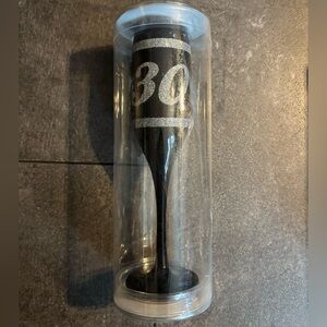 Black and Silver 30th or 40th Birthday Champagne Glass